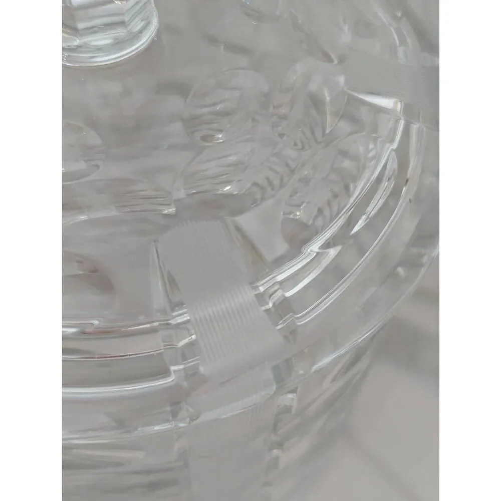 Unbranded Vintage Clear Heavy Lead Crystal Cookie Jar With Lid